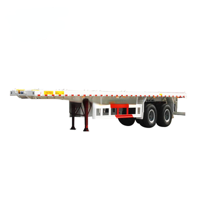2 άξονας 20ft 40ft ημι-ριμπάουλ Shipping Container Twistlocks Flatbed Design Carbon Steel 12R22.5 Τροχαία ρυμουλκούμενα