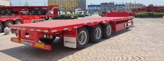 CIMC Q345B Ατσάλι 3 άξονες 50-70 τόνων Κοντέινερ Flatbed Semi Trailer