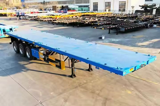 CIMC 2/3/4 Άξονες 40ft 12500*2500*1500mm 70 τόνων χωρητικότητα 8-12 Sets Twist Lock Flatbed Deck Trailer