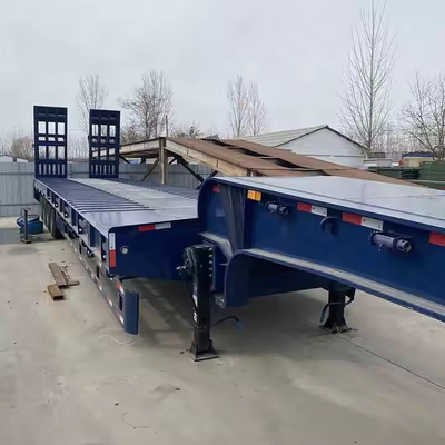 3 / 4 Άξονες LowBed Gooseneck Excavator Μεταφορά Low Bed Semi Trailer 100 Τόνων Lowbed Truck Trailer